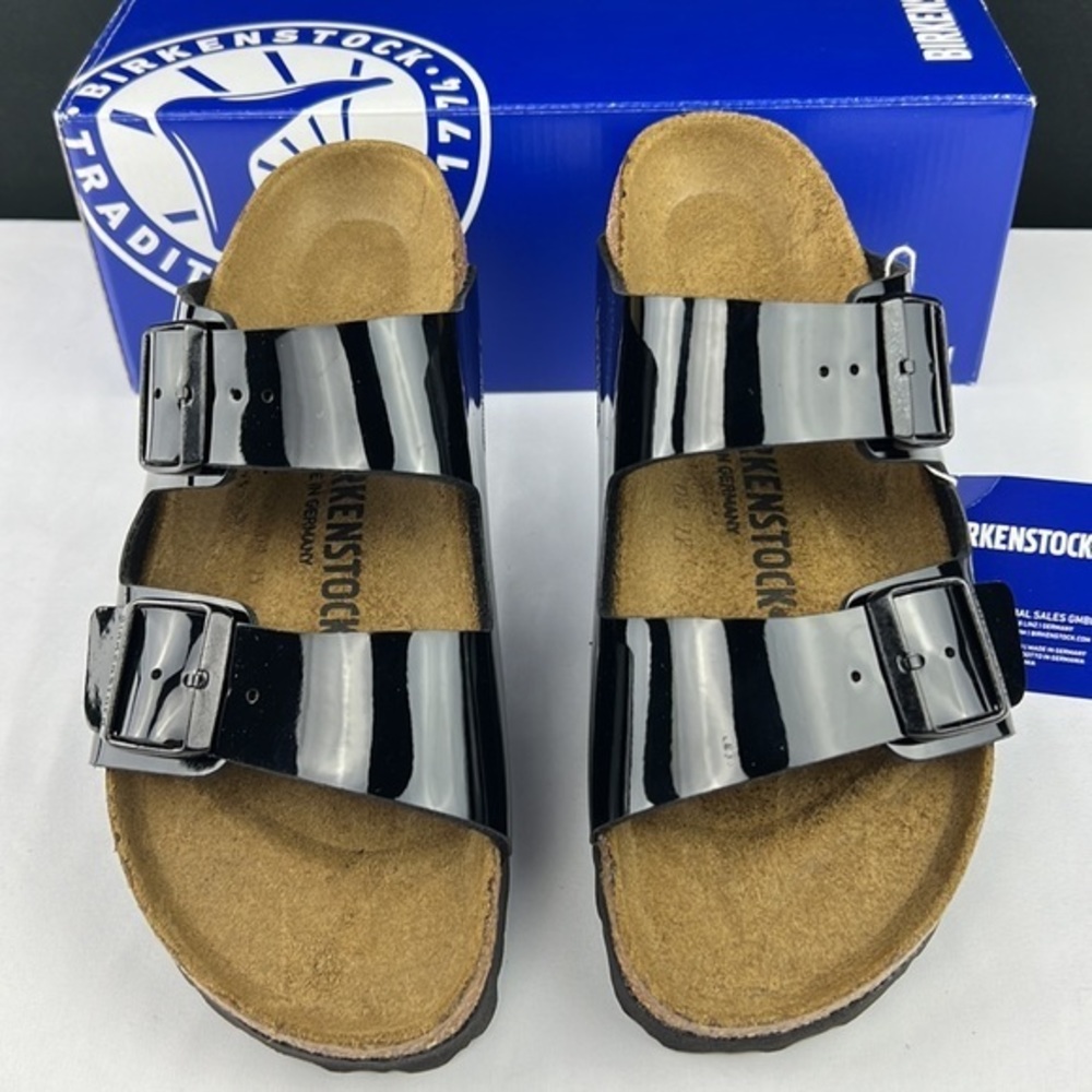 Birkenstock -‘Black Patent’ Arizona. Size: EU39 (US 8-8.5) Narrow. NWT. Firm! - Picture 2 of 5